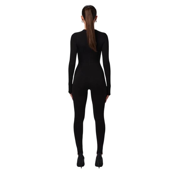 NWT Naked Wardrobe NW Sculpt Black Mock Neck Long Sleeve Jumpsuit Small - Picture 3 of 13